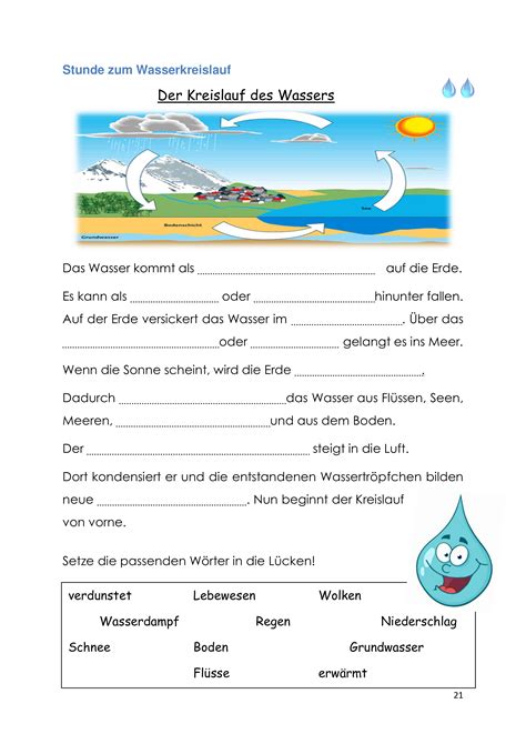 Arbeitsblatt Wasserkreislauf Grundschule Wasserkreislauf Beschriften