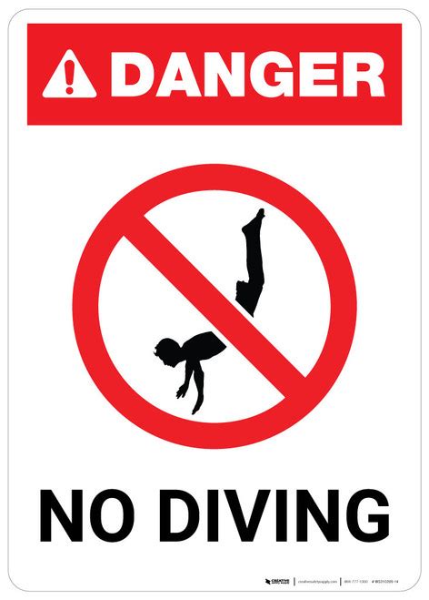 Danger No Diving With Icon Wall Sign Creative Safety Supply