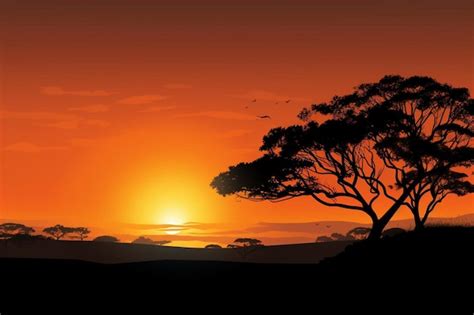 Premium Photo | Sun Creating Silhouettes at Dusk Sun Wallpaper