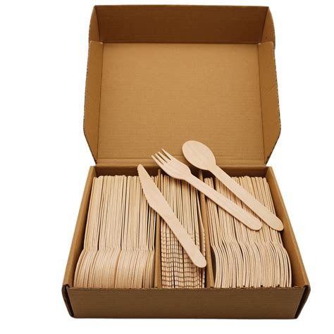 Biodegradable Wooden Disposable Cutlery Set Birch Wood Fork Knife Spoon