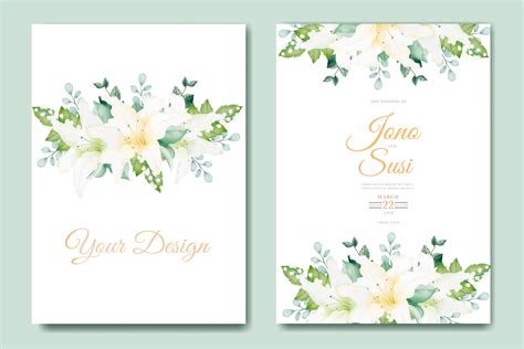 Lily Floral Wedding Invitation Card Graphic By Ningsihretno262 · Creative Fabrica