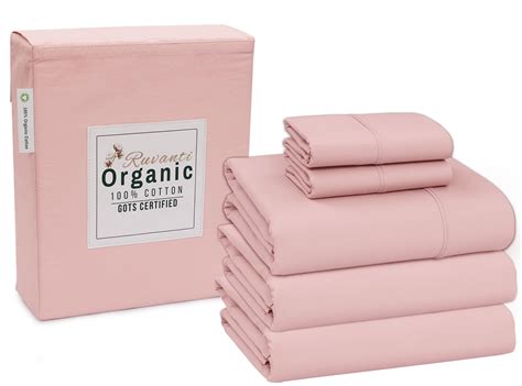 Ruvanti 100 Organic Cotton Sheets GOTS Certified Split King Sheets