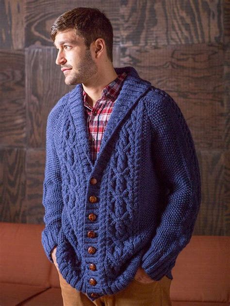 Fitzgerald Is An Aran Style Cardigan With A Shawl Collar Mens Knit