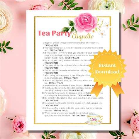 Tea Party Etiquette Printable - Printable Word Searches
