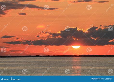 Red Sunset Over The Sea Stock Photo Image Of Morning 262658578