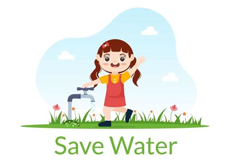 Water Saving Templates Hand Drawn Flat Cartoon Illustration for Mineral ...