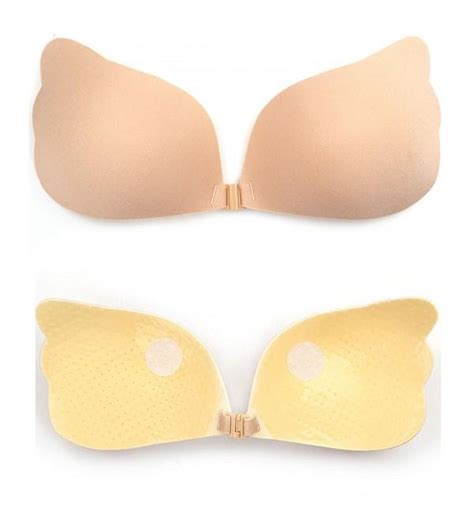 Women Adhesive Strapless Bra Push Up Sticky Backless Bras Nude C AE I