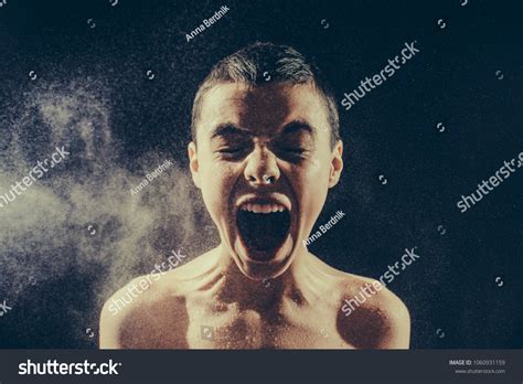 Pre Teen Boy Naked Screams Into Stock Photo Edit Now 1060931159