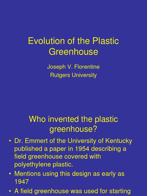 Evolution Of The Plasic Greenhouse Pdf Greenhouse Plastic