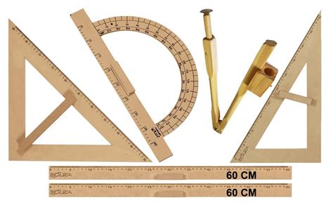 Kit Geom Trico Professor R Guas Em Mdf Cm Pegador Esquadro