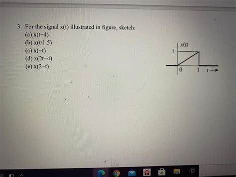 Solved For The Signal X T Illustrated In Figure Sketch Chegg