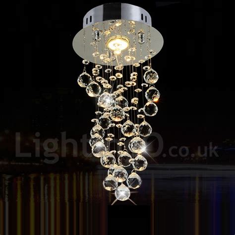 1 Light Modern LED K9 Crystal Ceiling Pendant Light Indoor Chandeliers