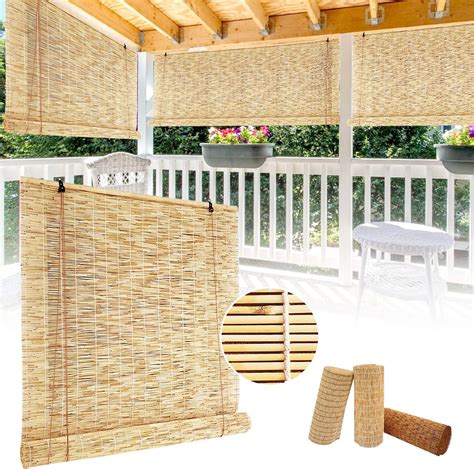 Phustjkl Blinds Roll Up Shade Bamboo Reed Roll Up With Lifter Sun Protection