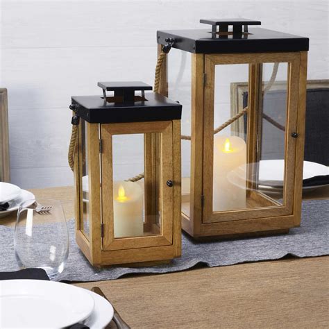 Mikasa Mango Wood Lantern Set 2 Piece