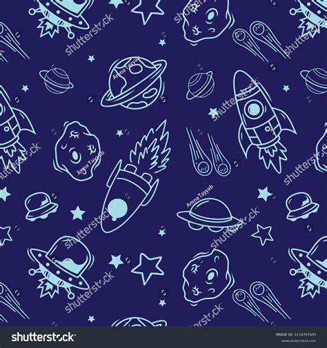 Hand Drawn Space Elements Seamless Pattern Stock Vector Royalty Free