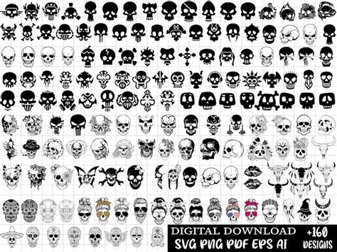 Skull Svg Bundle Skull Png Files Sugar Skulls Svg Skull Etsy