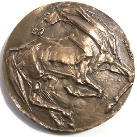 RARE MÉDAILLE BRONZE Le Cheval Sculpteur Maurice DEBUS Offert Par