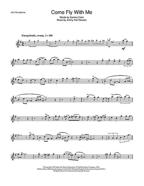 Come Fly With Me Sheet Music By Frank Sinatra Alto Saxophone