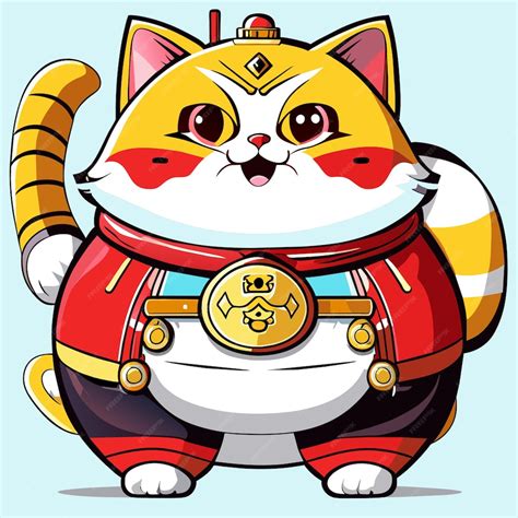 Premium Vector Fat Japanese Cat Maneki Neko Hand Drawn Cartoon