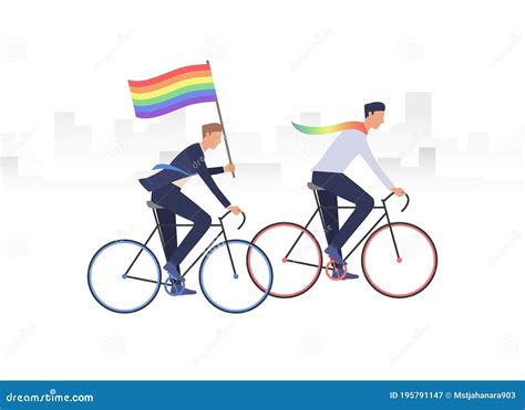 Pareja Gay Masculina En Bicicleta Ilustración del Vector Ilustración de amor indicador