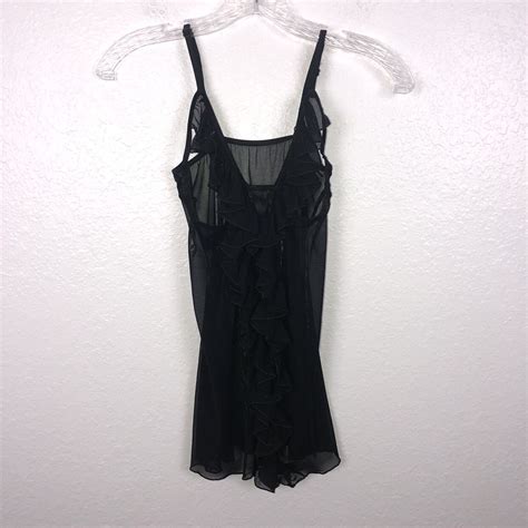 Shirley Of Hollywood Open Bust Ruffled Lingerie Chemi Gem