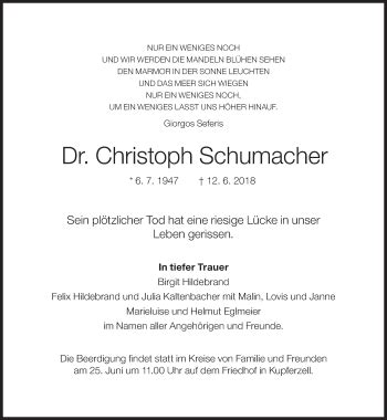 Traueranzeigen Von Christoph Schumacher Sz Gedenken De