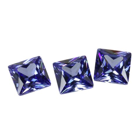 Customized Machine Cut CZ Princess Cut Tanzanite Color Gems CZ For