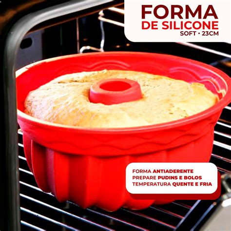 Assadeira Forma De Silicone Para Bolo Pudim Torta Mousse Forno 23 Cm