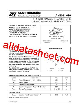 AM1011-070 Datasheet(PDF) - STMicroelectronics