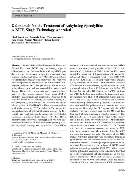 (PDF) Golimumab for the Treatment of Ankylosing Spondylitis: A NICE ...