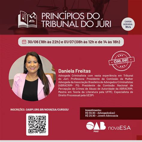 OAB PI por meio da ESA PI promove curso sobre os Princípios do Tribunal