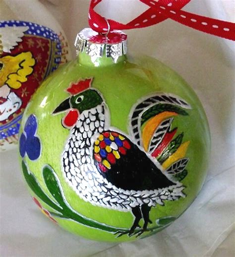 Hand Painted Collectible Folk Art Christmas Ornaments Set Of Etsy