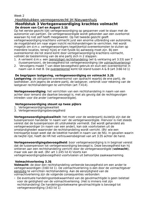 Ibr Samenvatting Week Week Hoofdstukken Vermogensrecht Jh