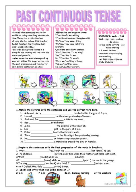 Past Progressive Tense Worksheets Printable - Printable Worksheets