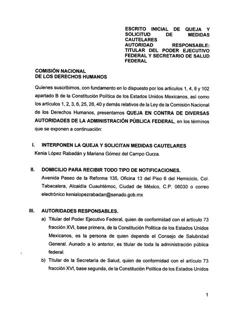 Formato Queja Cndh Ejemplo De Una Queja Ante La Cndh Misma Que Aplica