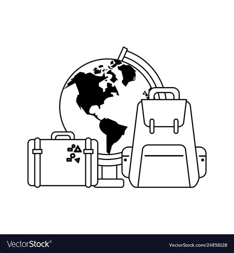 Travel And Vacations In Black White Royalty Free Vector