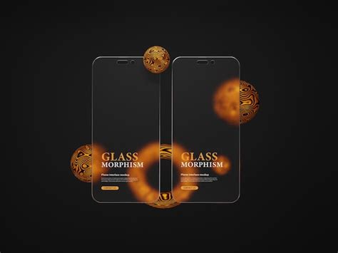 Premium Psd Mobile Phone Interface Presentation Mockup With Frosted Glass Morphism Effects 3d