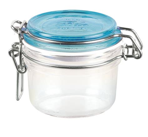 Bormioli Rocco Fido Round Jar With Blue Lid Ounce Set Of