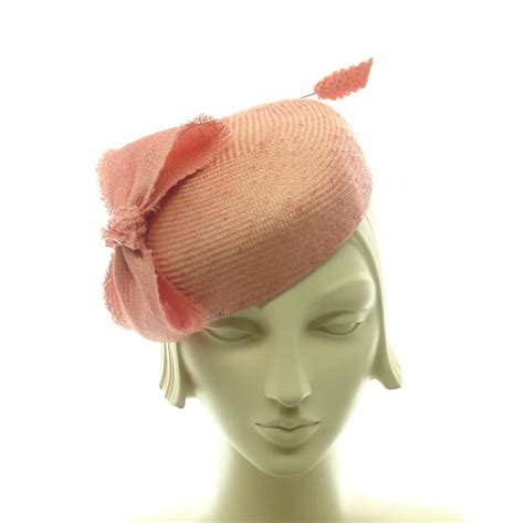 Peach Straw Pillbox Hat Salmon Cocktail Hat Peach Dress Hat Via