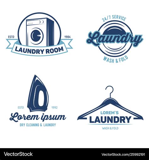 Set Labels Or Logos For Laundry Service Royalty Free Vector