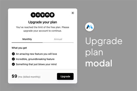 Webflow Showcased 2 Tier Upgrade Modal