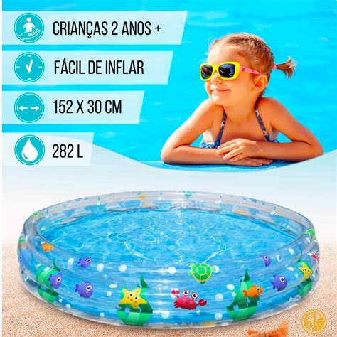 Piscina Para Criança De 10 Anos - Piscina Infantil 282 Litros Inflável Redonda Playground Criança Praia ...