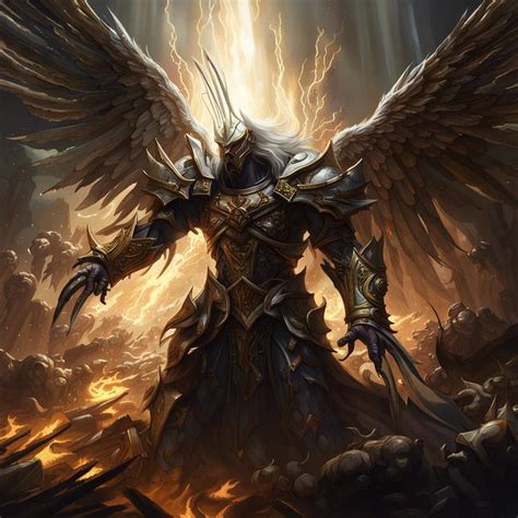 Archangel Tyrael Destroys Devils In Hell Ai Generated Artwork