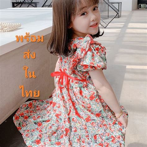 HOT Y D 004 ชดเดรสเจาหญงลายดอกไมฤดรอนสาหรบเดกผญง ชดกระโปรงเดก kk3py47ai9