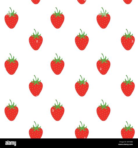 Strawberry Vector Pattern Background Fruit Illustration On White