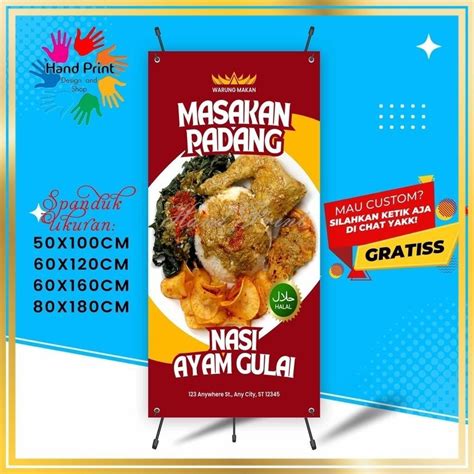 Jual SPANDUK BANNER Jualan Masakan Padang Rumah Makan Rendang B MMT