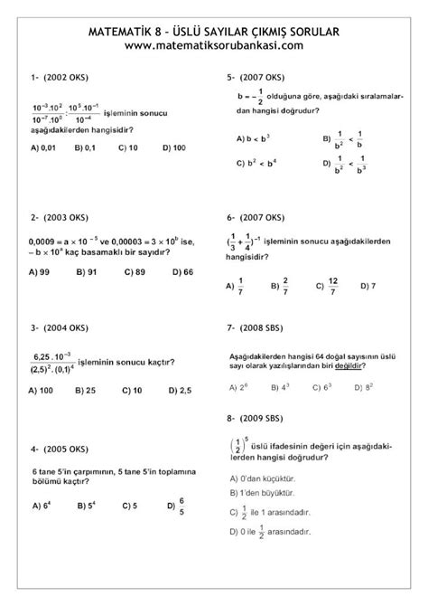 PDF 8 SINIF ÜSLÜ SAYILAR DOKUMEN TIPS