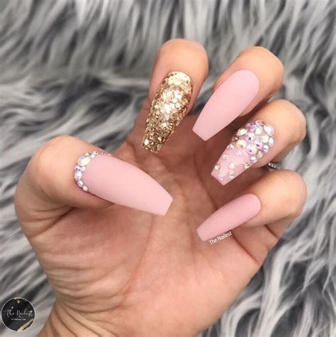 MATTY PINK NUDE WITH CRYSTAL SET Acrylic Nail Art Best Acrylic Nails Acrylic Nail Designs