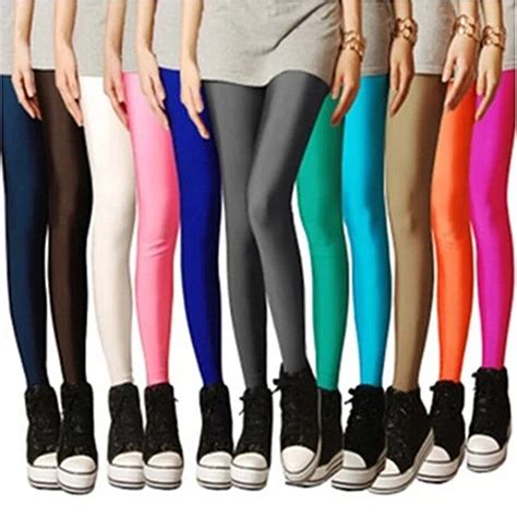 Limsisniw Sweet Girls Solid Color Women Plain Leggings With Silk