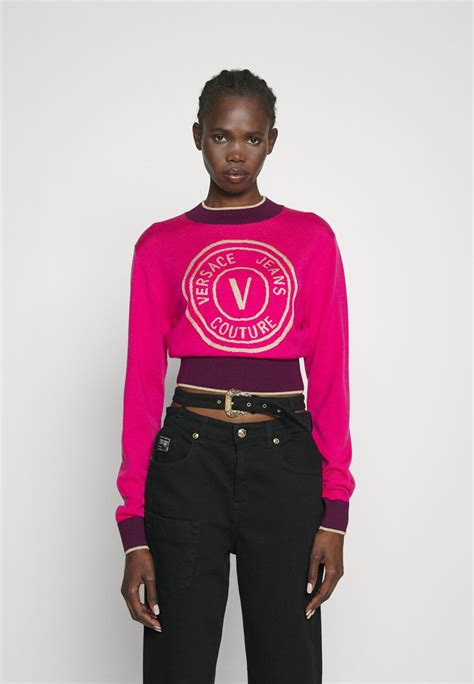 Versace Jeans Couture Fil Merinos Jumper Fuxia Pink Uk